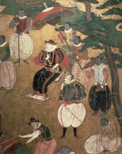 The Arrival of the Portuguese in Japan (detail) by Japanese School